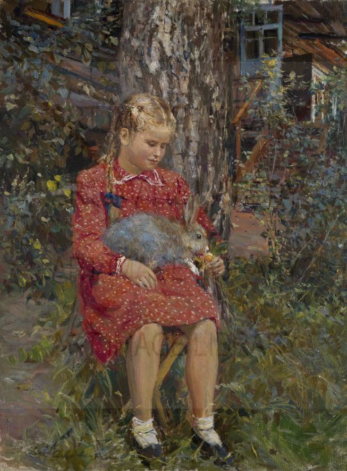 Image no. 4127: Girl with a Rabbit (Dmitri Nalbandian), code=S, ord=0, date=mid 20th century