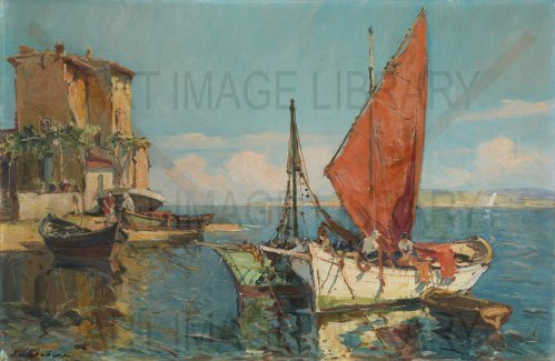 Image no. 4147: Fishing Boats in a Harbour... (Georges Lapchine), code=S, ord=0, date=early 20th century